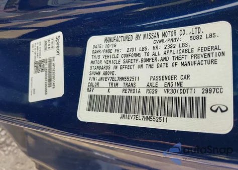 2017 Infiniti Q60 3.0T Premium from USA, damaged, VIN JN1EV7EL7HM552511